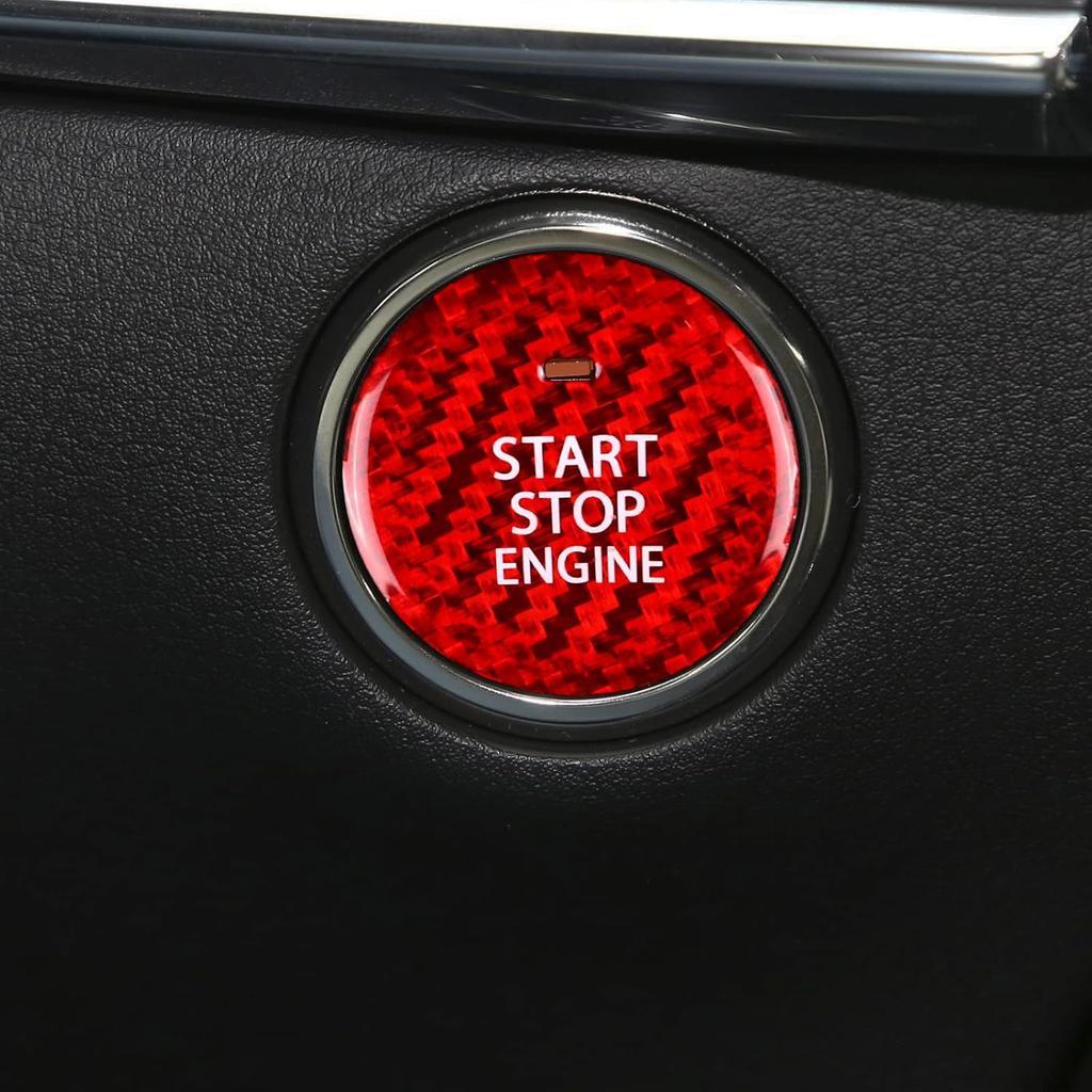 AIRSPEED Carbon Fiber Car Engine Start Stop Button Cover Center Console Push-Button Sticker Decal Interior Trim for Mazda 3 Axela 2020-2022, CX-30