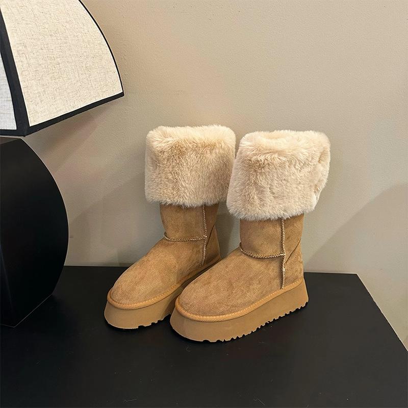 Ruoji's New Thick-soled Snow Boots for Women's 2025 New Winter Two-wear Boots Northeast Velvet Thickened High Cotton Boots