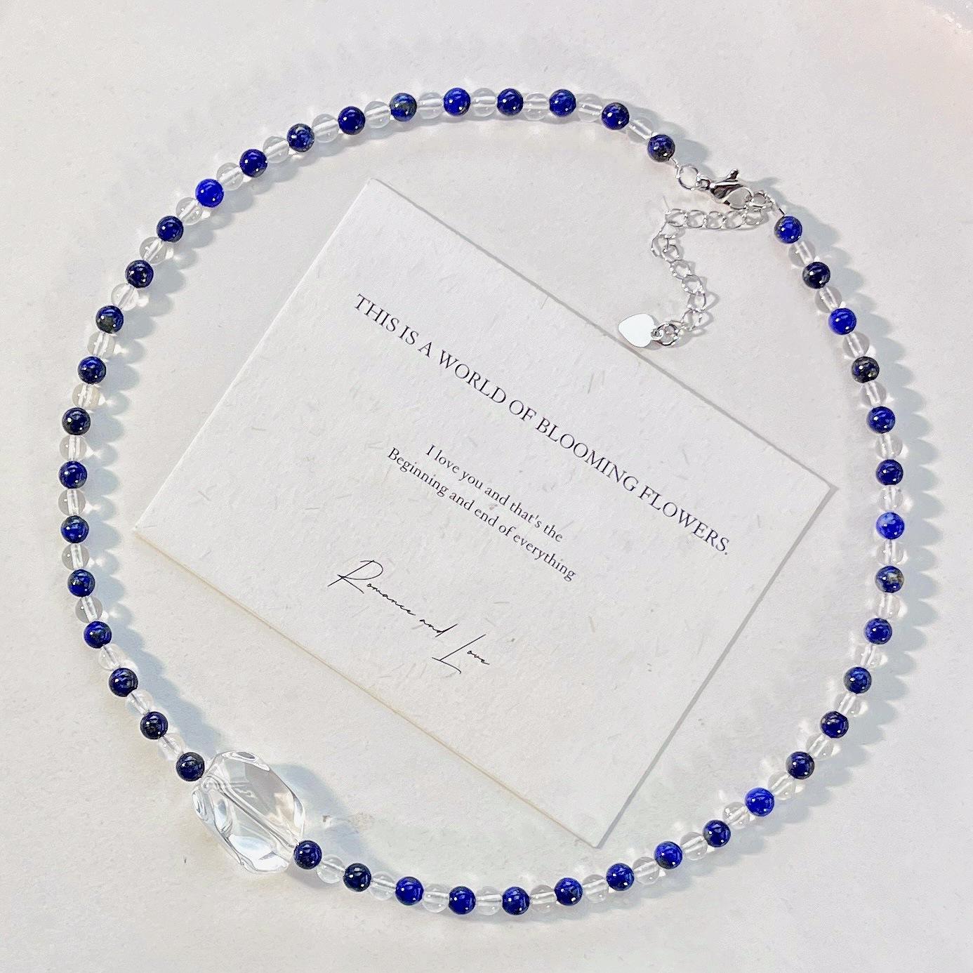 High Quality Natural White Crystal Lapis Lazuli Design Sense Collarbone Chain Necklace