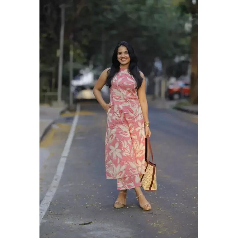 Women Party Wear Cotton Rayon Kurta Pant Set Indian Bollywood Top Tunic Kurti SC-2245