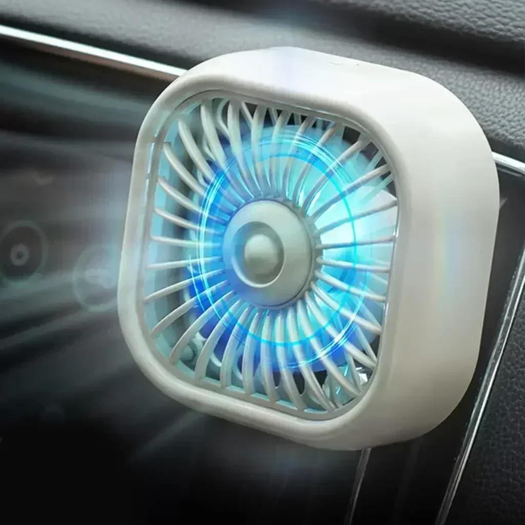 Portable Mini Car Vent Fan - High-Speed Cooling USB Fan - Energy-Efficient, Vibrant Colors, Easy Install белый