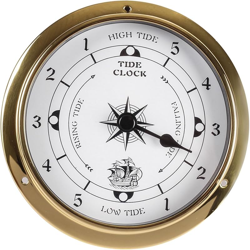 Hanging Weather Station, High Precision Thermometer Hygrometer Barometer Kit, Tide Clock Wall Clock Brass Case 4.5In Boat Accessory, for Boat Yacht,