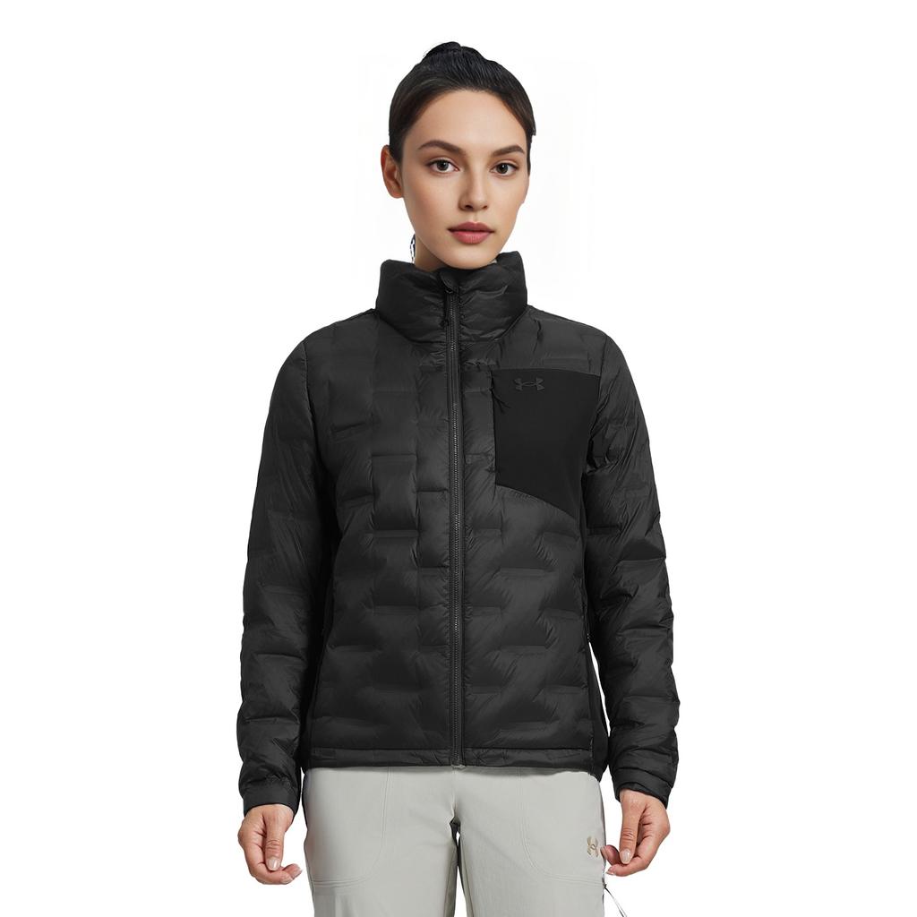 Under Armour Urban Outdoor Hiking Walking Series Breathable Windproof Warm Stand Collar Down Jacket Women Outerwear Black 14322136D-0020