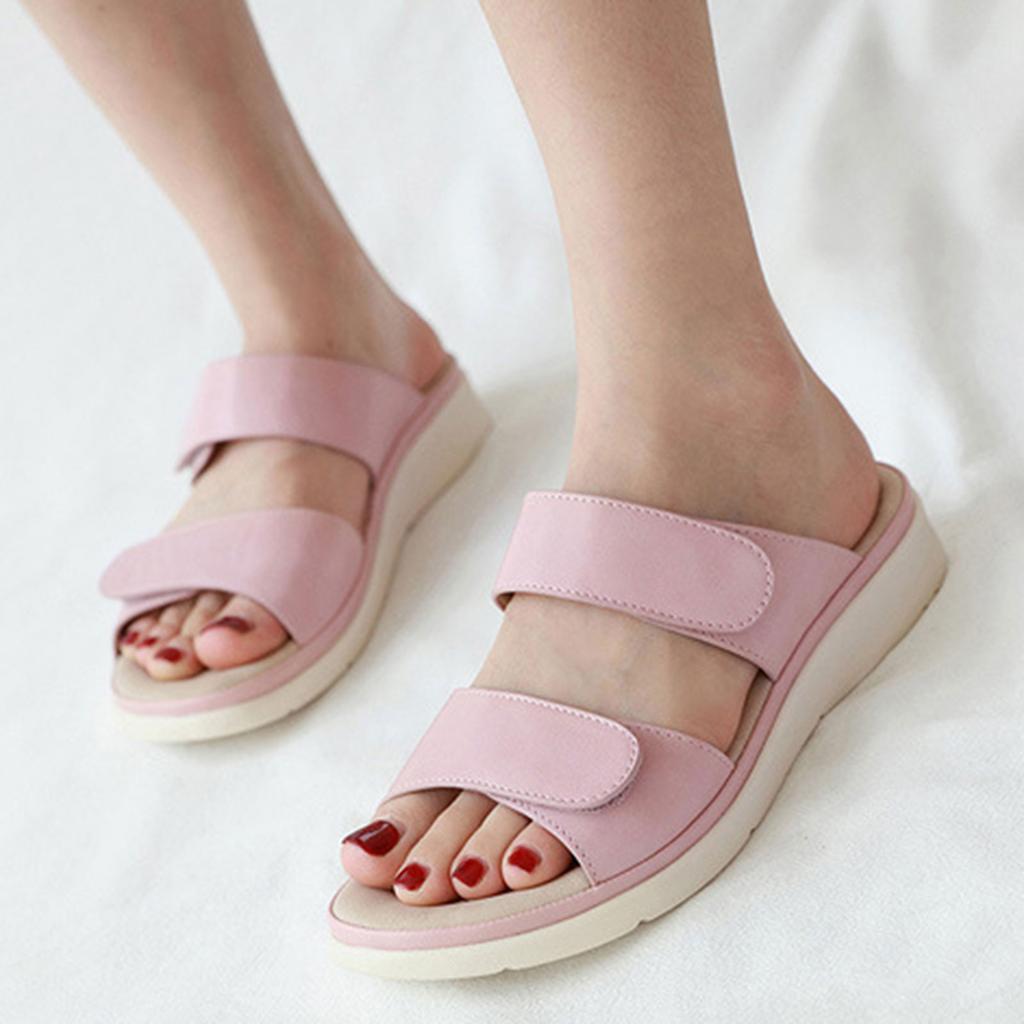 סנדלי פלטפורמה לנשים אלגנטיים: סנדלי הליכה לקיץ לאישה, נוחים, נעלים ללא שרוכים, קז'ואל, פתוחות בקצה, עם חורים, עקב נמוך