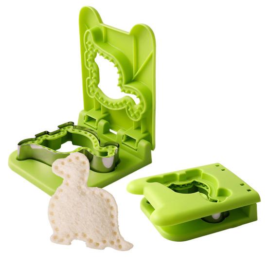 Dinosaur Sandwich Cutter Cookie Breakfast Mold Stainless Steel Bread Shaper Non-Stick Sandwich Sealer for Kids Lunchboxes