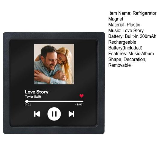 Kühlschrankmagnet mit Musikalbum, wiederaufladbar über USB, „Love Story“-Musik-Player, Kühlschrankmagnet-Dekoration für Zuhause, Büro und Küche