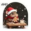Waterproof PVC Winter Wall Art Christmas Mouse Sticker, Hole Decal, Peel Creative Holiday Gift for Friends And Stick Decor Home Party Festive