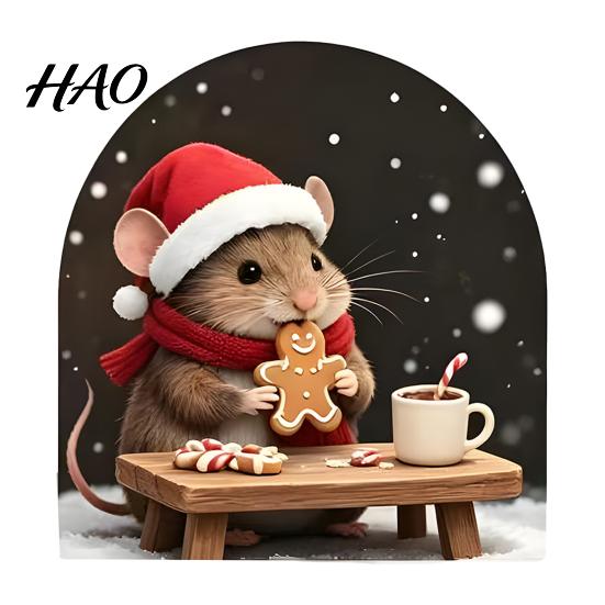 Waterproof PVC Winter Wall Art Christmas Mouse Sticker, Hole Decal, Peel Creative Holiday Gift for Friends And Stick Decor Home Party Festive