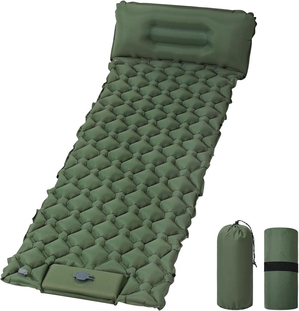 Camping Sleeping Pad Ultralight Inflatable Sleeping Mat Sleeping Mattress Portable Camping Mat with Built-in Foot Pump