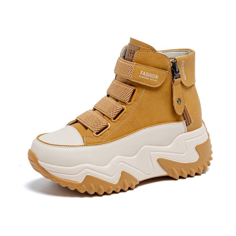 6773 inner height increase 7 leather dad shoes women, autumn new versatile thick-soled muffin casual