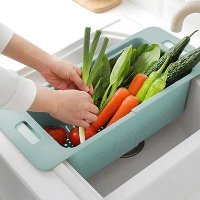 Über dem Spülbecken Einziehbarer Abtropfsieb Siebkorb Gemüse und Obst waschen, Ausziehbar Neue Zuhause Küchenutensilien