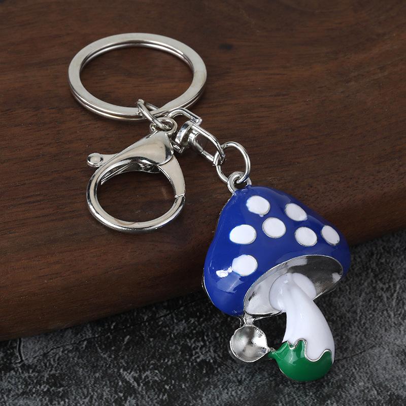 Colorful Enamel Mushroom Keychain Cute Cartoon Charm Key Ring For Bag Decoration Gift