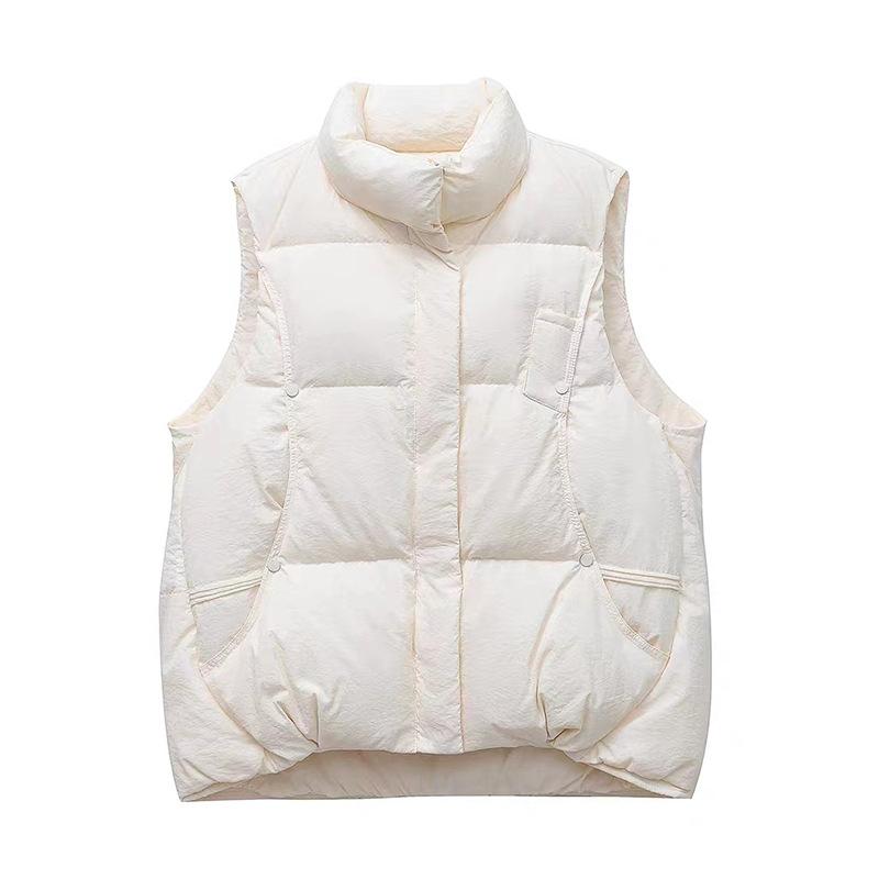 Down vest women's 2024 winter new lightweight stand-up collar design feels warm and wears white duck down vest tide