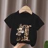 Mouse Leopard Letter A B C Name Print Unisex Women Tops Kids Tshirt Clothes Black Short Sleeve Black T Shirt