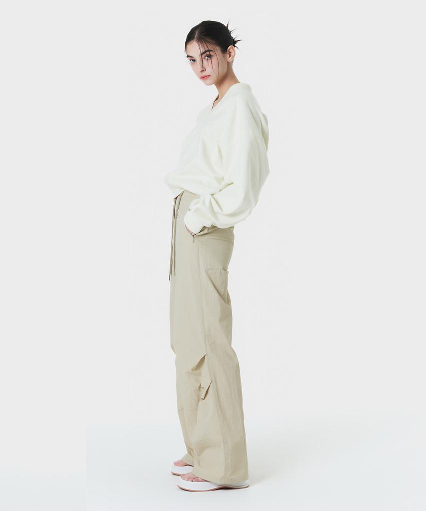 MAKE A TOAST Double-Pleated String Slim Wide Pants Beige Mbcspa002Be