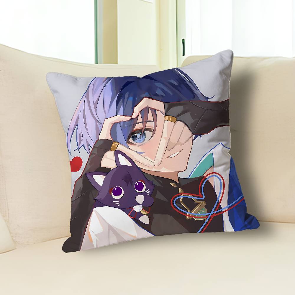 G-Genshin Impact Wanderer Anime Celebrity Merchandise All-Match Printed Pillow Case Sofa Car Office Room Decoration Protector