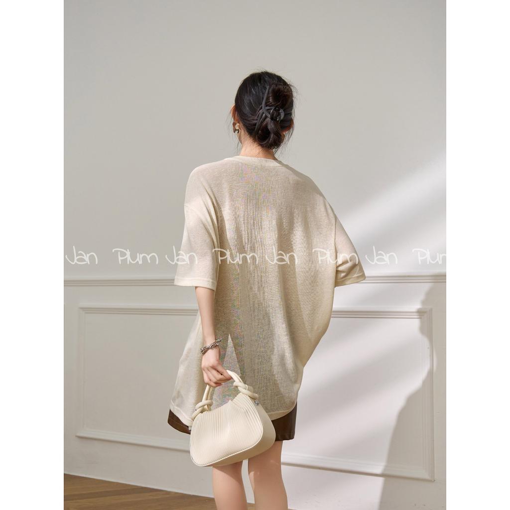Plum Jan/Age Reduction Wear Loose Pony Print Long Sleeve T-Shirt Crew Neck Shoulder Sleeve Hanli Korean Style Shirt Women