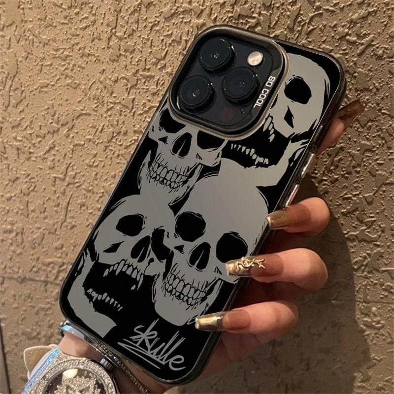 Four Spooky Skull Pattern Cover For  Redmi Note 13 12 11S 11 10S 10 Pro Plus Redmi 13 12C 10C Shockproof Laser Matte Cover