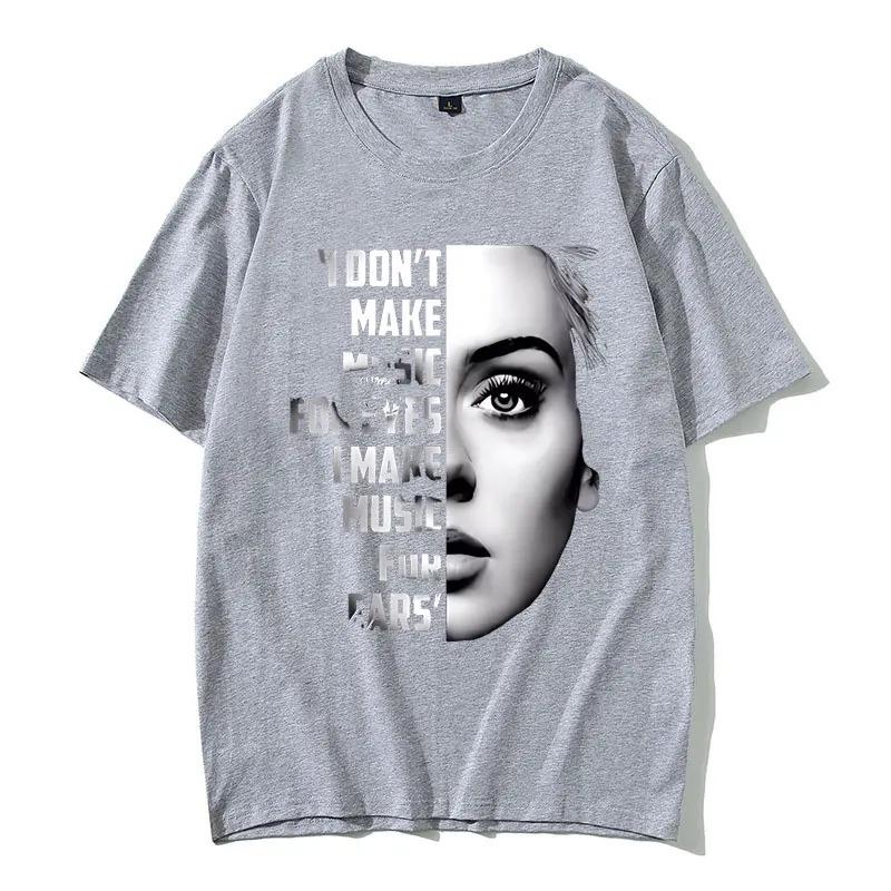 

Adele I Don t Make Music For Ears Quote Graphic T-Shirt, Unisex Black & White Portrait Tee, 100% Cotton Casual Streetwear Top L зелений