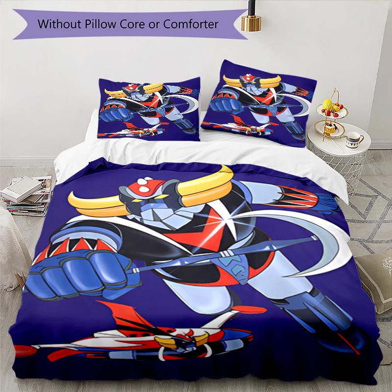 3pcs UFO Robo Grendizer2 pattern bedding set duvet cover set includes duvet cover &pillowcases, perfect all season bedroom decoration & gift
