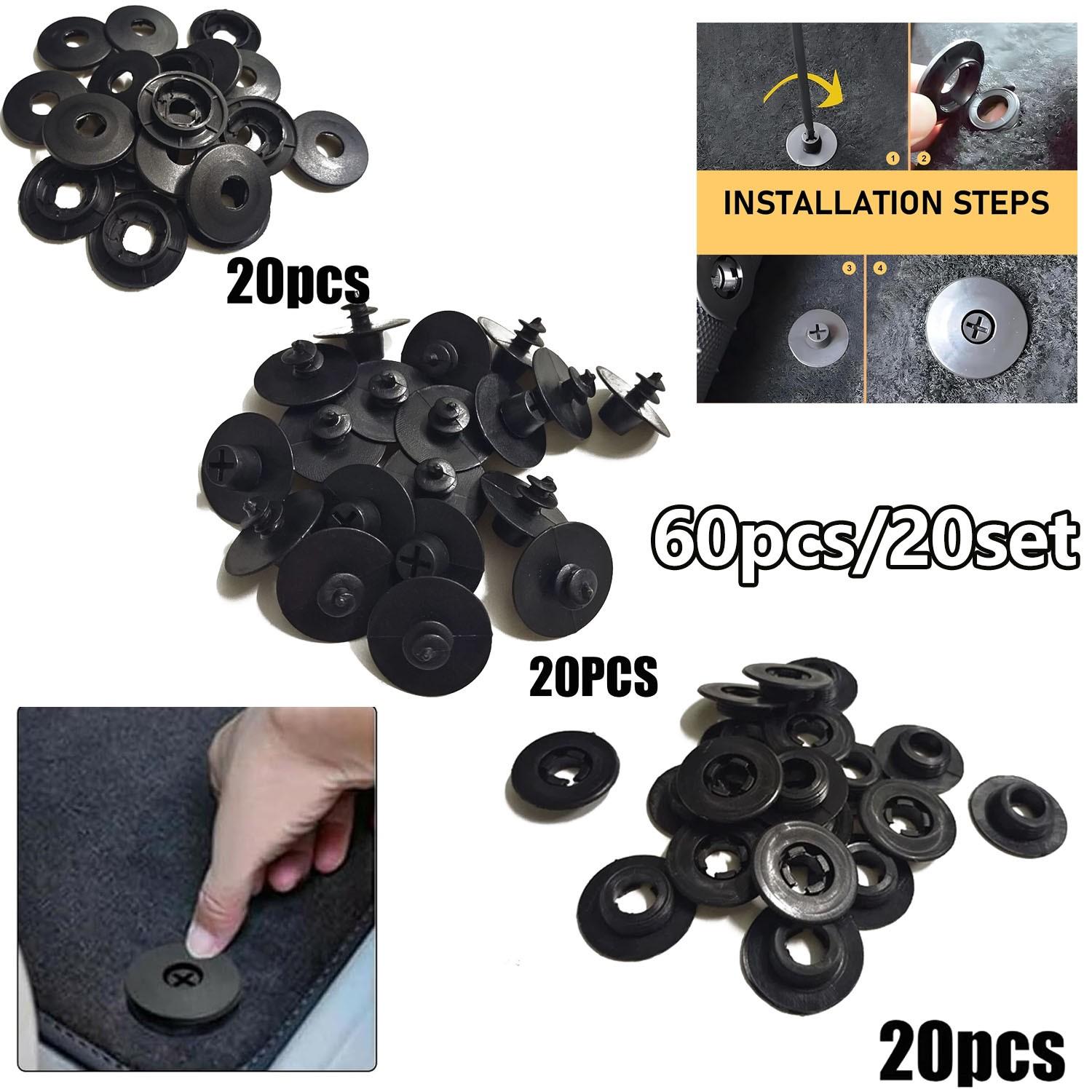20 set Universal Car Carpet Clip Clamps Fixing Grips Floor Mat Fastener Black US