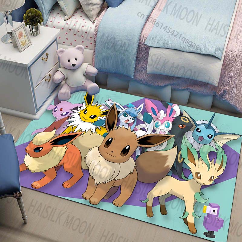Multi-Sizes Pokemon All Eeveelutions Pattern Carpets for Living Rooms Play Mats Rugged Bedroom Decor Crawl Mats Luxury Gifts