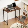 Folding Small Desk on Wheels - Rustic Brown