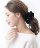 Kobe Vantaine VINGTAINE Velvet Big Scrunchie Hair Accessory Black Pearl-trimmed (HS-164-BK) -