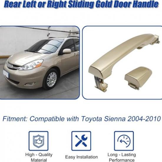 Rear Left or Right Sliding Gold Door Handle Compatible with Sienna 2004-2010 Rep