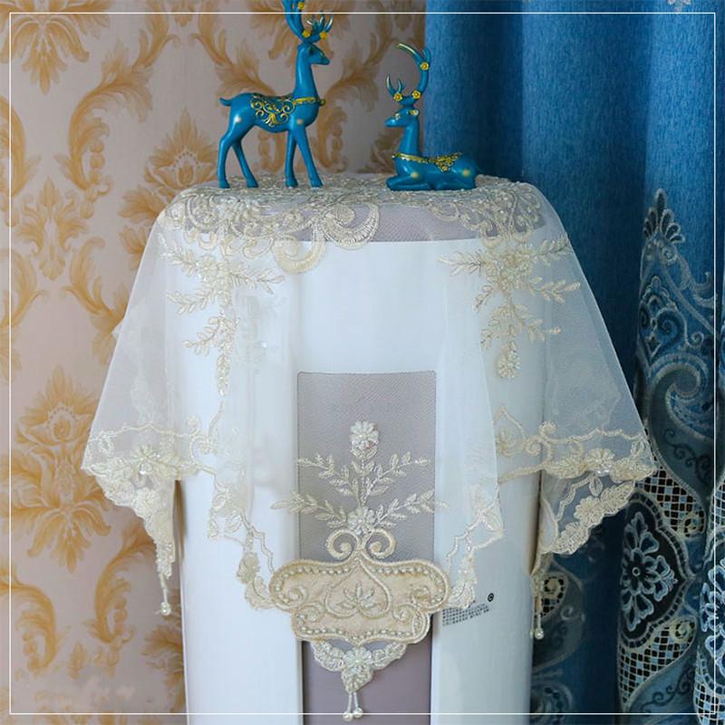 10 Роскошная Европейский Стиль Ручная Работа Бисерная Вышивка Скатерть Мебель Электричество Пылезащитный Чехол Рождество Свадьба Украшение 83x83cm
