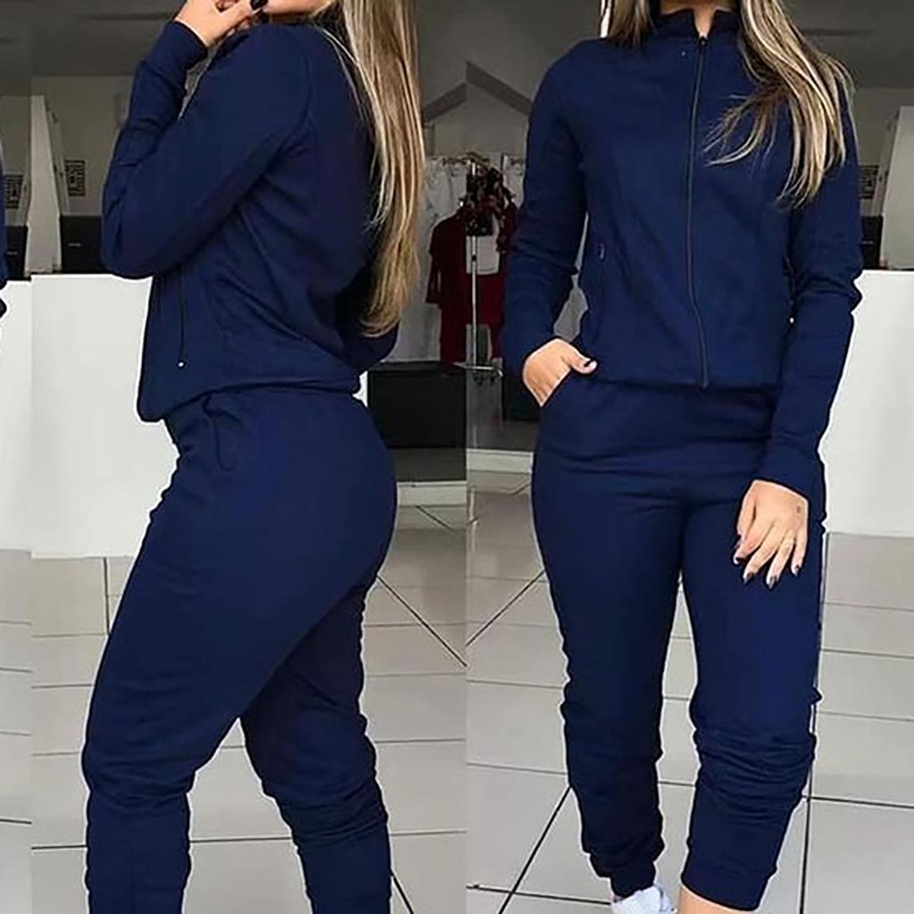 Women's Fashion Solid Color Casual Sweatshirt Loose Long Sleeve Two-Piece Suit