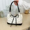 Sweet Bow Handbag Contrast Color Simple Versatile Shoulder Bag Korean Style Luxury Design Women Underarm Bag Commuting Tote Bag