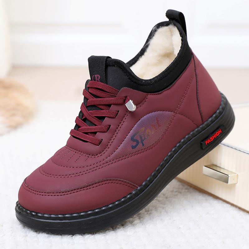 Women's Wool Lining Large Size Soft Sole Winter Warm Fur One Snow Boots Padded Lined Ankle Boots Non Slip Hiking Casual Sports Cotton Boots