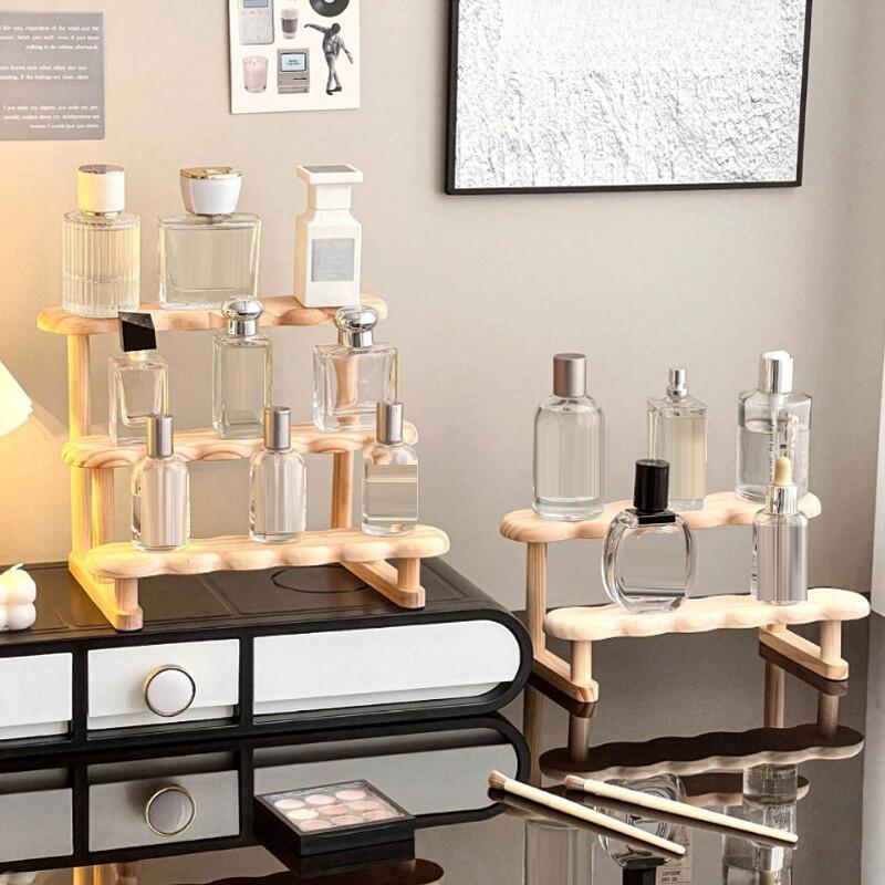 2/3 Tier Display Riser Stand Wooden Perfume Display Shelf Figure Doll Storage Rack Desktop Organizer Figure Display Case