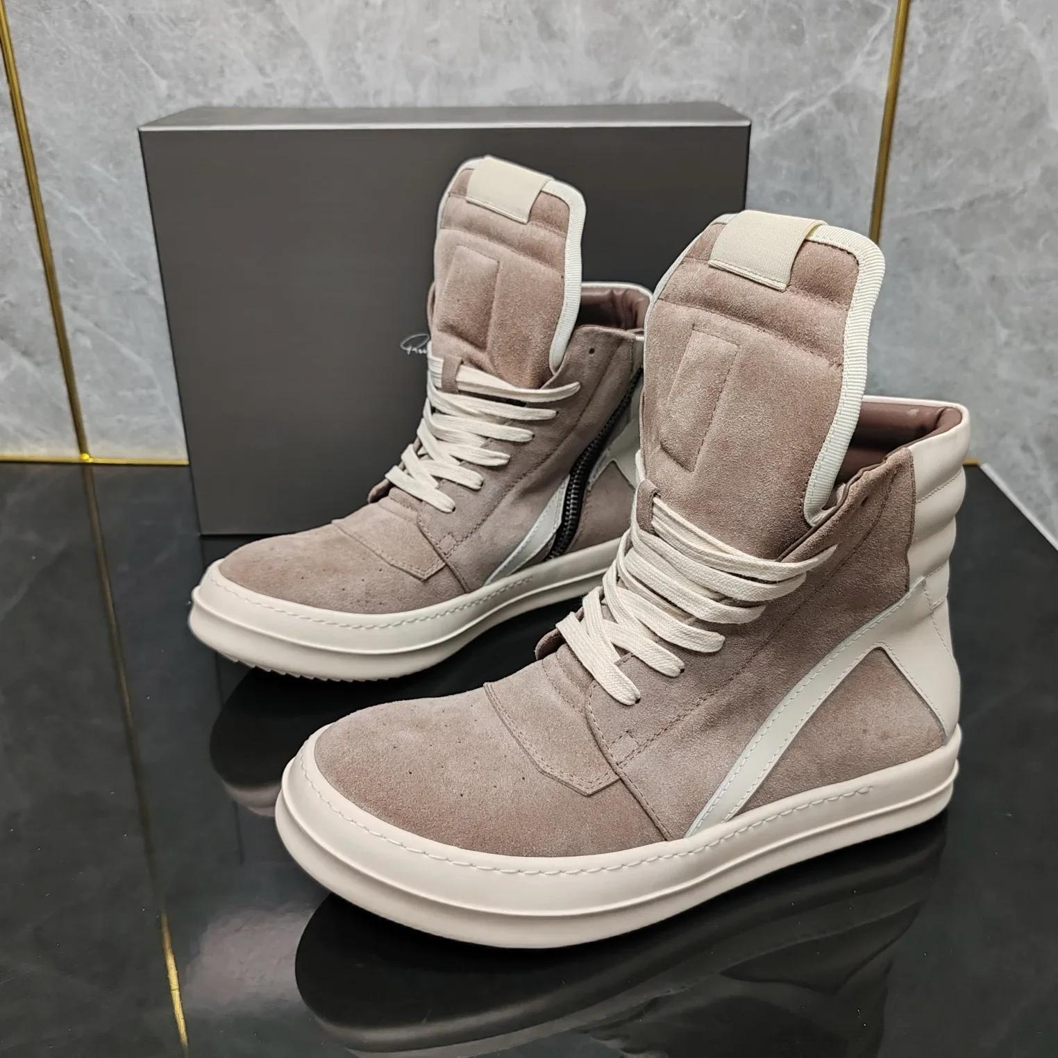

Top quality thick bottom high-end shoes leather comfortable round head khaki men and women fashion breathable high-heeled shoes. 36