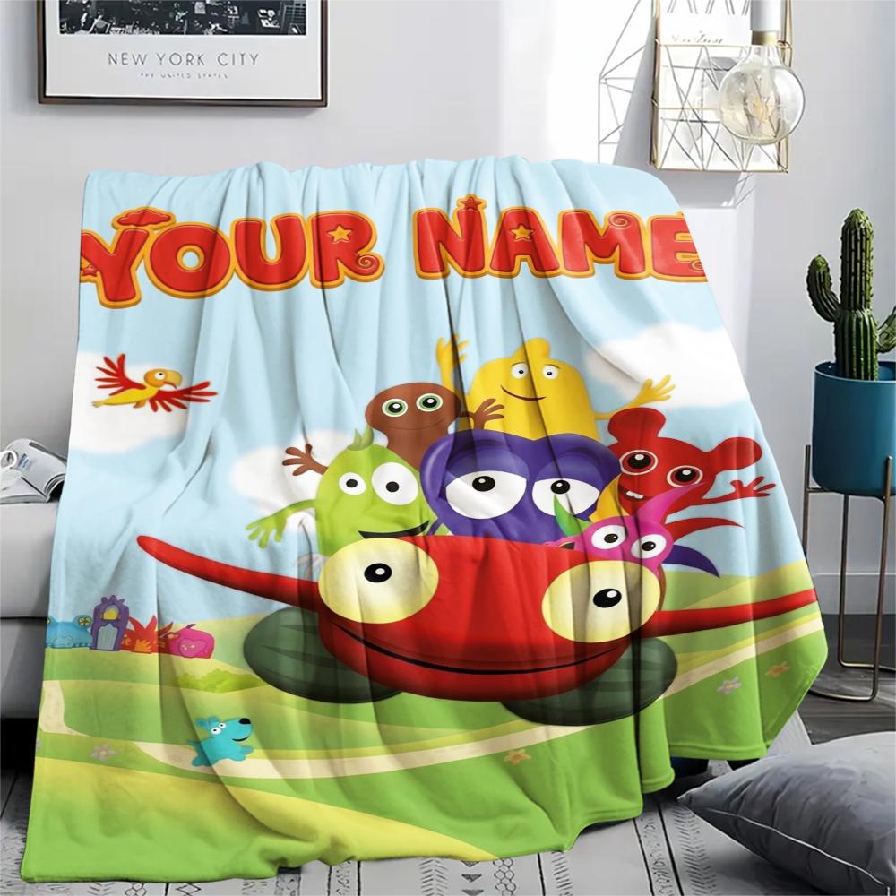 1PC Custom Name Babblarna Patterned Flannel Blanket Suitable For All Seasons for Home Decor Warmth and Comfort Gifts Holiday Present