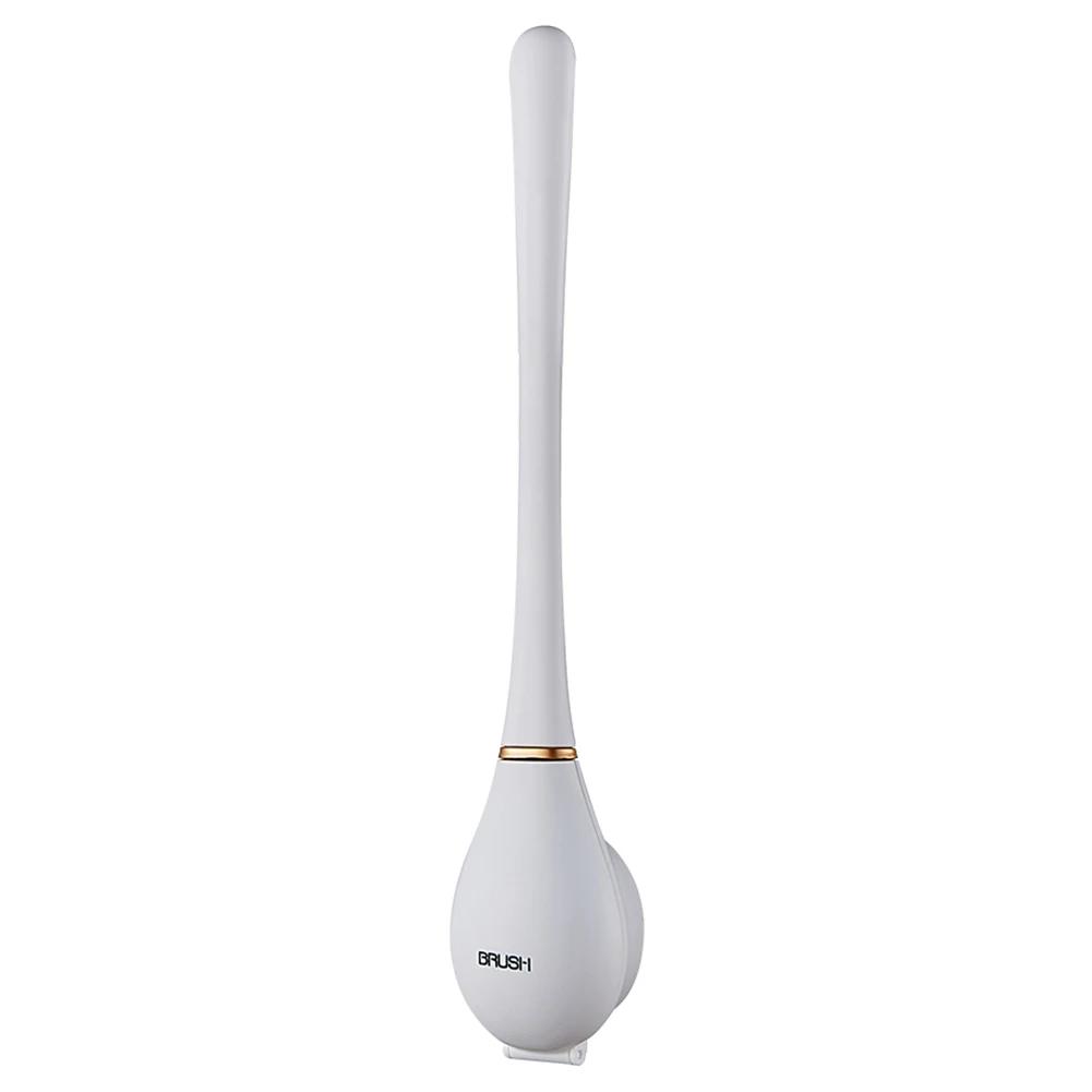 Modern Toilet Cleaning Brush&Holder Set Wall-Mounted Silicone Toilet Brush Long Handle Quick Drying Bathroom Accessories