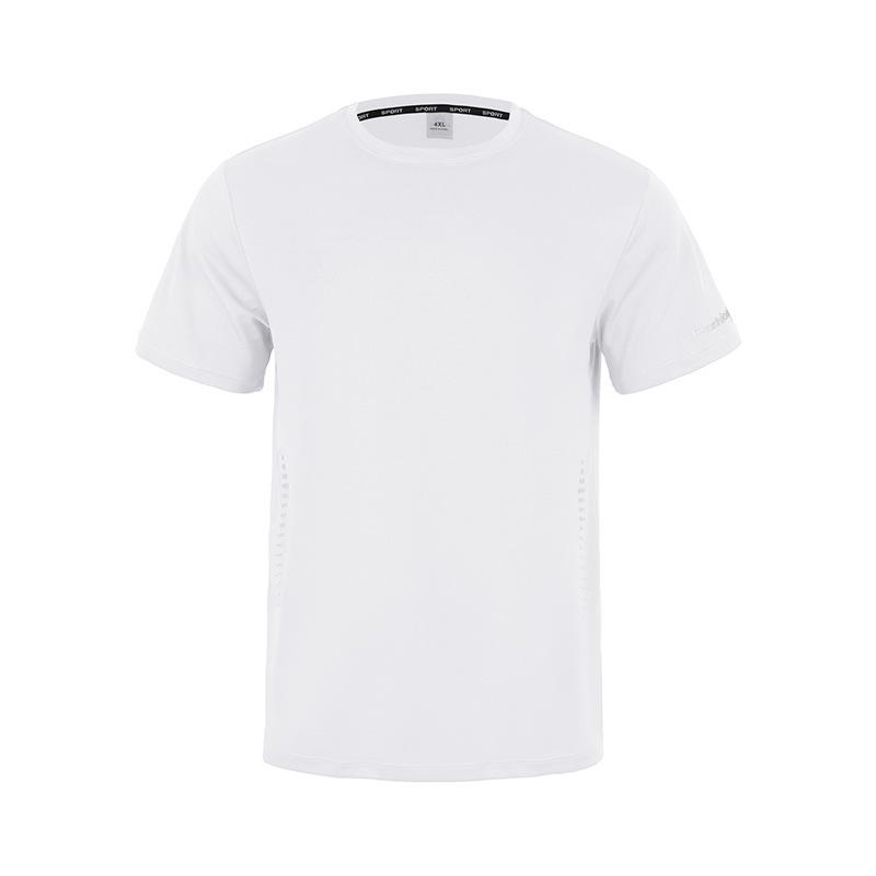 Men’s Plus Size T-shirt: Summer Sports, Quick-drying, Breathable, Marathon-style, Minimalist, Casual, Round Neck, Short-sleeved S белый