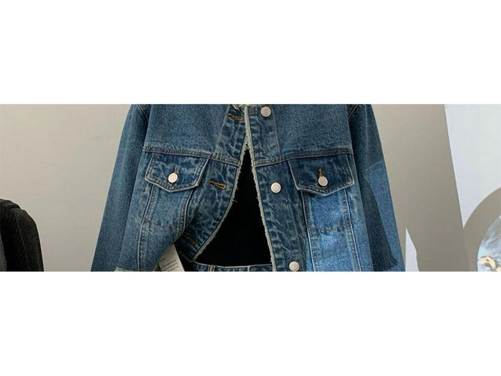 Women's Retro Frayed Denim Suit: Short Jacket & Slit Midi Skirt Two-Piece Set for Spring/Autumn