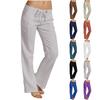 Ladies' Fashionable Color Straight Leg Pants With High Waist Pockets Casual Pants