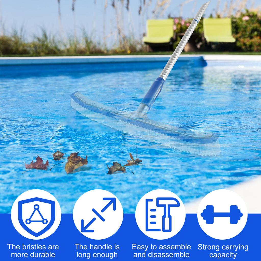 3Pcs Swimming Pool Brush Set Lightweight Aluminum Handle Pool Brush Bathroom Sponge Cleaning Brush Floor Ceramic Tile Clean Tool