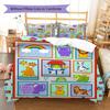Cartoon Animals Pattern Bedding Quilt Set Quilt Cover Pillowcase Home Decoration Gift (1 * duvet cover + 2 * pillowcase, without core)