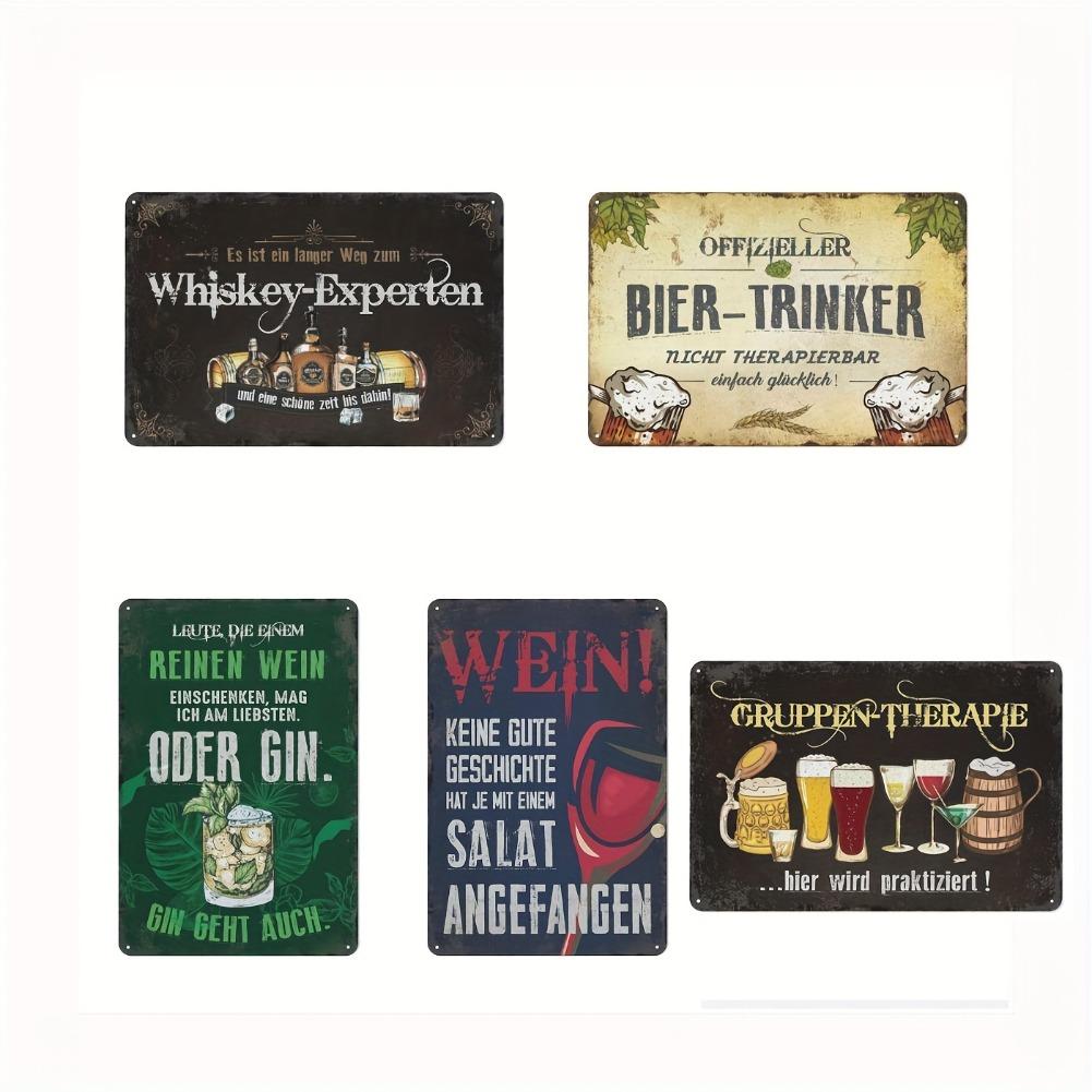 Decorative Metal Signs with German Phrases for Bar, Pub, and Home Decor – Vintage-Style Wall Plaques