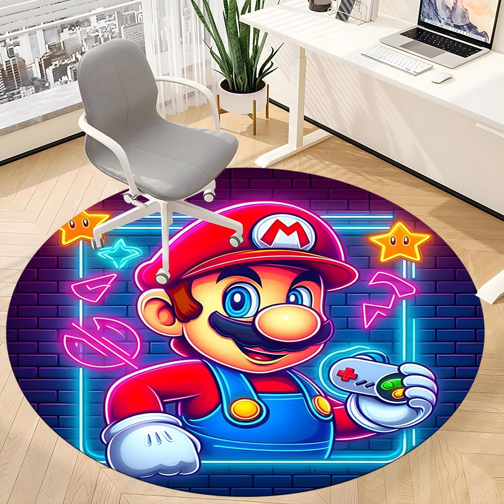 1pc Mario Gaming Office Round Area Rug, Indoor Mat Suitable For Office, Bedroom Living Room Home Decor, Room Deco,  Offic a0926224