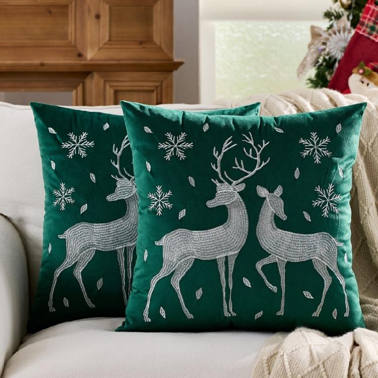 Reversible Plush Cushion Cover Christmas Designs Skin Friendly Fabric Home Office Decoration