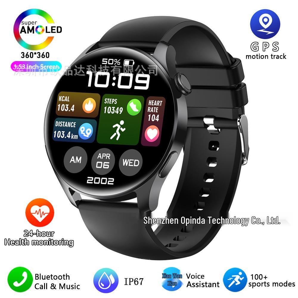 

HW90 Bluetooth Smartwatch with Heart Rate Monitor, Rotating Button, Pedometer, and Waterproof Design.