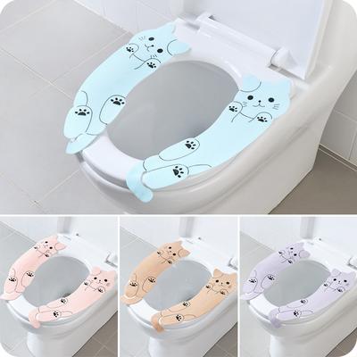 Kitten Stick-on Electrostatic Sticker New Creative Toilet Sticker Cartoon Toilet Mat Washable Toilet Seat Mat