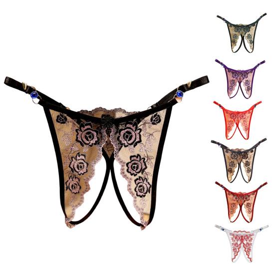 Women Panties Adjustable Strap Stretchy Hollow Out Slutty Thin Open Crotch