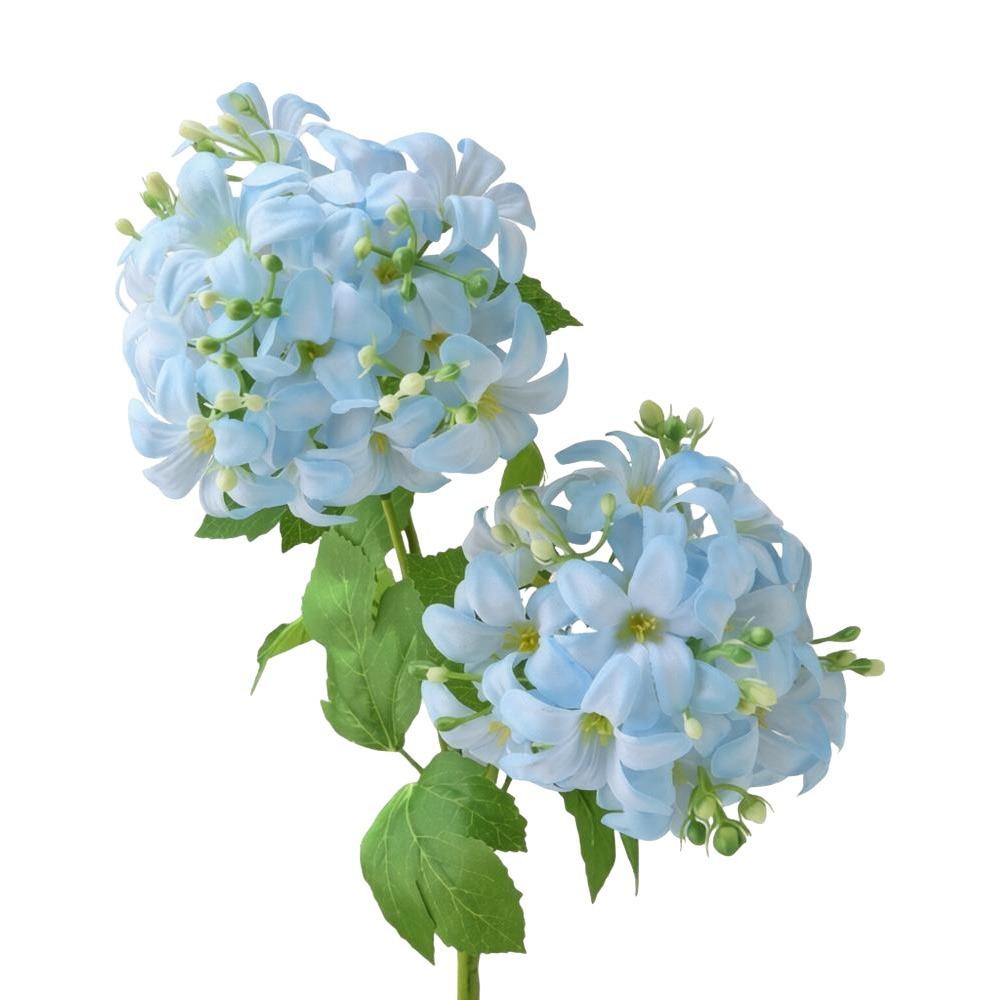 

2 Heads Artificial Hydrangea Silk Cloth Green Leaves Artificial Snowball Branch Realistic Soft Artificial Flowers синий