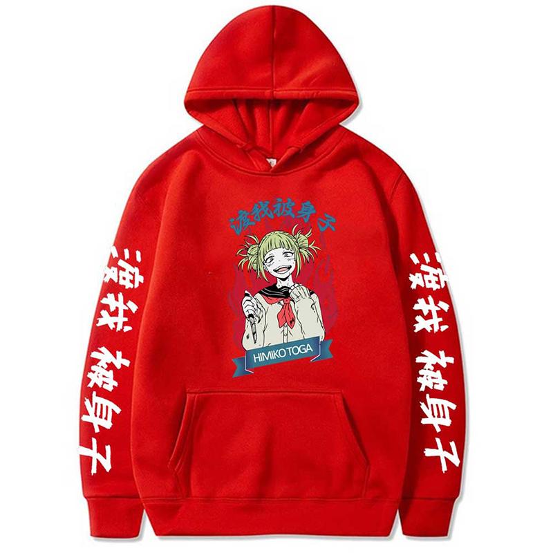 

Harajuku Oversize My Hero Academia Himiko Toga Printed Hoodie Anime Printed Pullover Hip Hop Cozy Sweatshirt New Unisex Tops Male 4XL красный
